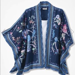 Coldwater Creek Blooms on Blue Kimono Sz 3X